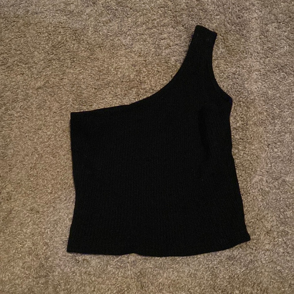 Black crop top with single strap